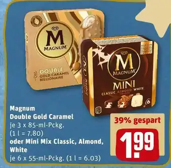 REWE Magnum double gold caramel oder mini mix classic, almond, Angebot