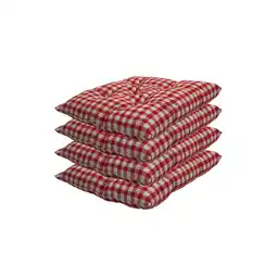 Netto Marken-Discount NYVI Stuhlkissen Genua 38x38 cm 4er Pack Sitzkissen mit Steppung Farbe:Karo-Rot Angebot