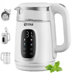 Netto Marken-Discount Ecosa Glas Wasserkocher m. Temperatureinstellung Farb-Touchdisplay 1.7L 2200W Weiß Angebot