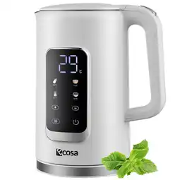 Netto Marken-Discount Ecosa Edelstahl Wasserkocher m. Temperatureinstellung 1.7L 2200W Weiß Angebot