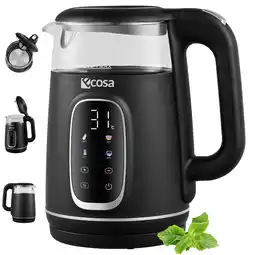 Netto Marken-Discount Ecosa Glas Wasserkocher m. Temperatureinstellung Farb-Touchdisplay 1.7L 2200W Schwarz Angebot