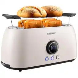 Netto Marken-Discount Steinborg 4 Scheiben XXL Toaster Digitales Display m. Brötchenaufsatz Beige Angebot