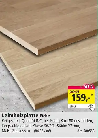 Holz Possling Leimholzplatte Eiche Angebot