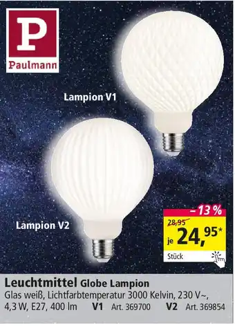 Holz Possling Paulmann Leuchtmittel Globe Lampion Angebot