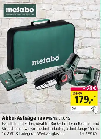 Holz Possling metabo Akku-Astsäge 18 V MS 18 LTX 15 Angebot