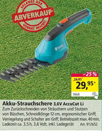 Holz Possling GARDENA Akku-Strauchschere 3,6V AccuCut Li Angebot