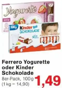 Jawoll Ferrero Yogurette oder Kinder Schokolade Angebot