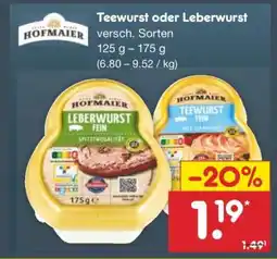 Netto Marken-Discount Teewurst oder Leberwurst Angebot