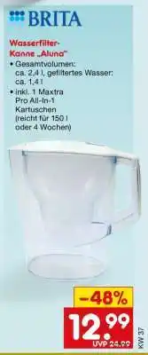 Netto Marken-Discount Wasserfilter-Kanne Aluna Angebot