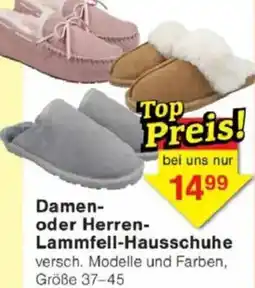 Jawoll Damen- oder Herren- Lammfell-Hausschuhe Angebot