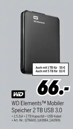 MEDIMAX Wd elements mobiler speicher 2 tb usb 3.0 Angebot