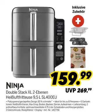 MEDIMAX Ninja double stack xl 2-ebenen heißluftfritteuse 9,5 l sl400eu Angebot