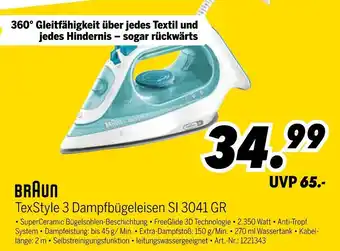 MEDIMAX Braun texstyle 3 dampfbügeleisen si 3041 gr Angebot