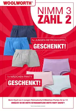 Woolworth 3 jungen retroshorts oder 3 mädchen pantys Angebot