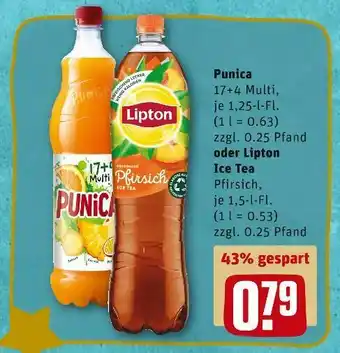 REWE Punica oder lipton 17+4 multi oder ice tea pfirsich Angebot