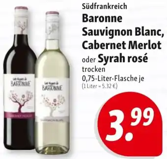 Nah & Frisch Südfrankreich Baronne Sauvignon Blanc, Cabernet Merlot oder Syrah rosé Angebot
