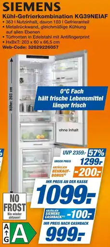 expert Techno Land SIEMENS Kühl-Gefrierkombination KG39NEIAF Angebot