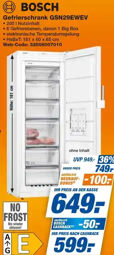 expert Techno Land BOSCH Gefrierschrank GSN29EWEV Angebot