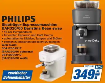 expert Techno Land PHILIPS Siebträger-Espressomaschine BAR320/60 Baristina Bean swap Angebot