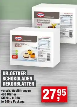 Handelshof DR. OETKER SCHOKOLADEN DEKORBLÄTTER Angebot