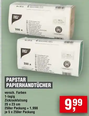 Handelshof PAPSTAR PAPIERHANDTÜCHER Angebot