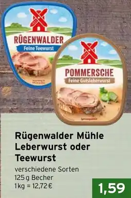 CAP Markt Rügenwalder Mühle Leberwurst oder Teewurst Angebot