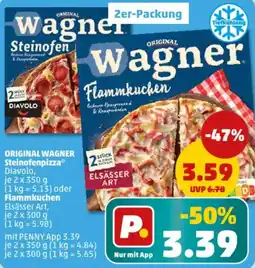PENNY ORIGINAL WAGNER Steinofenpizza oder Flammkuchen Angebot