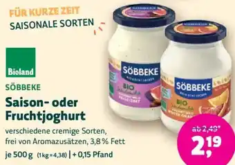 Biomarkt SÖBBEKE Saison- oder Fruchtjoghurt Angebot