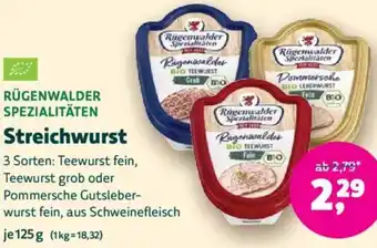 Biomarkt RÜGENWALDER SPEZIALITÄTEN Streichwurst Angebot