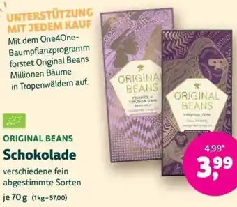Biomarkt ORIGINAL BEANS Schokolade Angebot