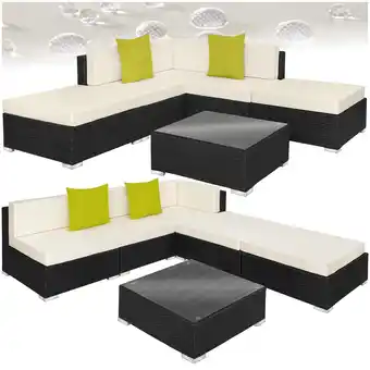 Netto Marken-Discount tectake Rattan Lounge, mit Aluminiumgestell, UV-beständig, mit Sicherheitsglasplatte Angebot