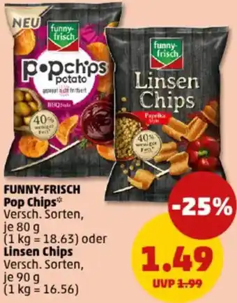 PENNY FUNNY-FRISCH Pop Chips oder Linsen Chips Angebot