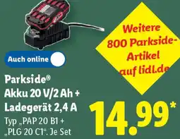 Lidl Parkside Akku 20 V/2Ah + Ladegerät 2,4 A Angebot