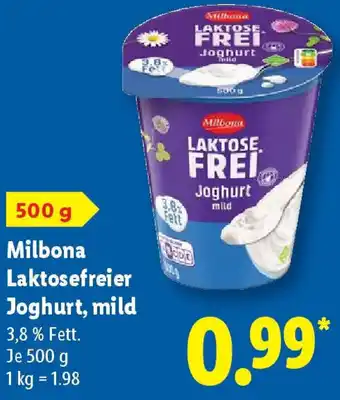 Lidl Milbona Laktosefreier Joghurt, mild Angebot