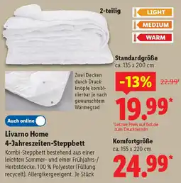Lidl Livarno Home 4-Jahreszeiten-Steppbett Angebot