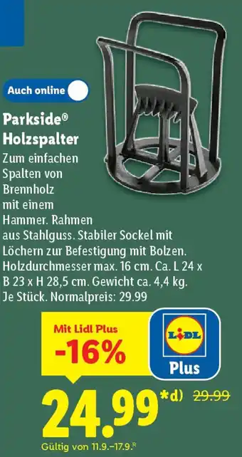 Lidl Parkside Holzspalter Angebot