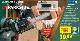 Lidl Parkside Akku Kettensäge 20 V Angebot