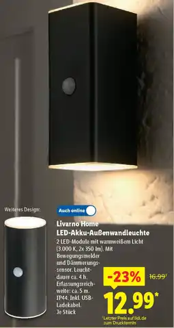 Lidl Livarno Home LED-Akku-Außenwandleuchte Angebot