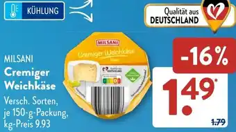 Aldi Süd MILSANI Cremiger Weichkäse Angebot