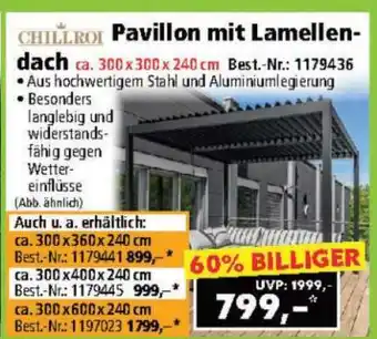 Norma Pavillon mit Lamellendach ca. 300 x 300 x 240 cm Angebot