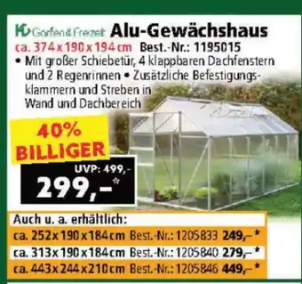 Norma Alu-Gewächshaus Angebot
