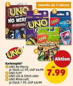 PENNY UNO No Mercy, UNO FLIP!, UNO Lilo & Stitch oder UNO Minecraft Angebot