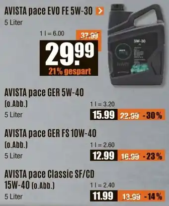 V Baumarkt AVISTA pace EVO FE 5W-30 Angebot