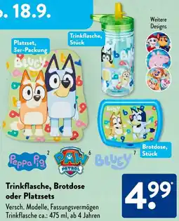 Aldi Süd Trinkflasche, Brotdose oder Platzsets Angebot