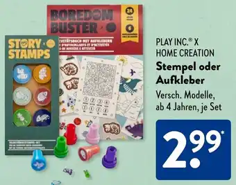 Aldi Süd PLAY INC. X HOME CREATION Stempel oder Aufkleber Angebot
