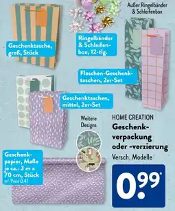 Aldi Süd HOME CREATION Geschenkverpackung oder -verzierung Angebot