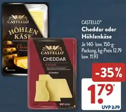 Aldi Süd CASTELLO Cheddar oder Höhlenkäse Angebot