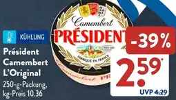 Aldi Süd Président Camembert L'Original Angebot