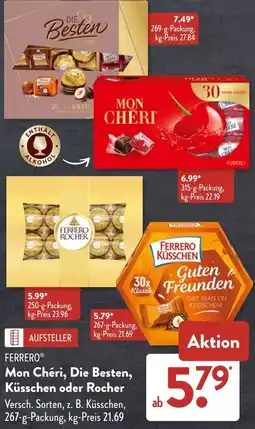 Aldi Süd FERRERO Mon Chéri, Die Besten, Küsschen oder Rocher Angebot