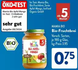 Aldi Süd MAMIA BIO Bio-Fruchtbrei Angebot